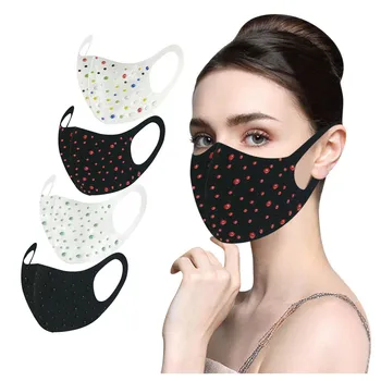

Bead Print Face Mouth Mask Adult's Fashionable Personalized Decorative Sunscreen Mask Anti Pollution Pm2.5 Mondkapjes Wasbaar