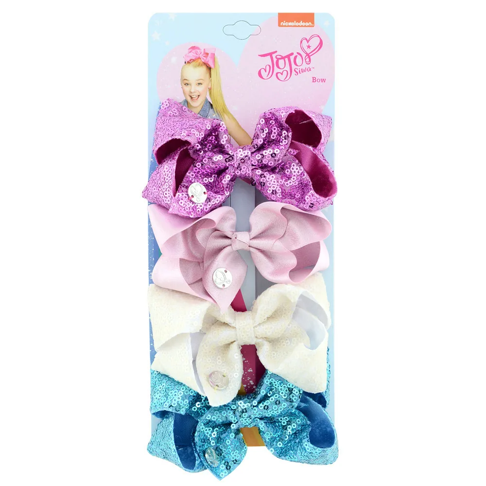 

European And American-Style Hot Selling Jojo4 Color One Card Four Inches Children's Sequin Bow Baby Hairclip Hair Accessories 92