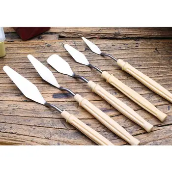 

5pcs/set Oil Painting Palette Knife Professional Stainless Steel Scraper Spatula Art Supplies