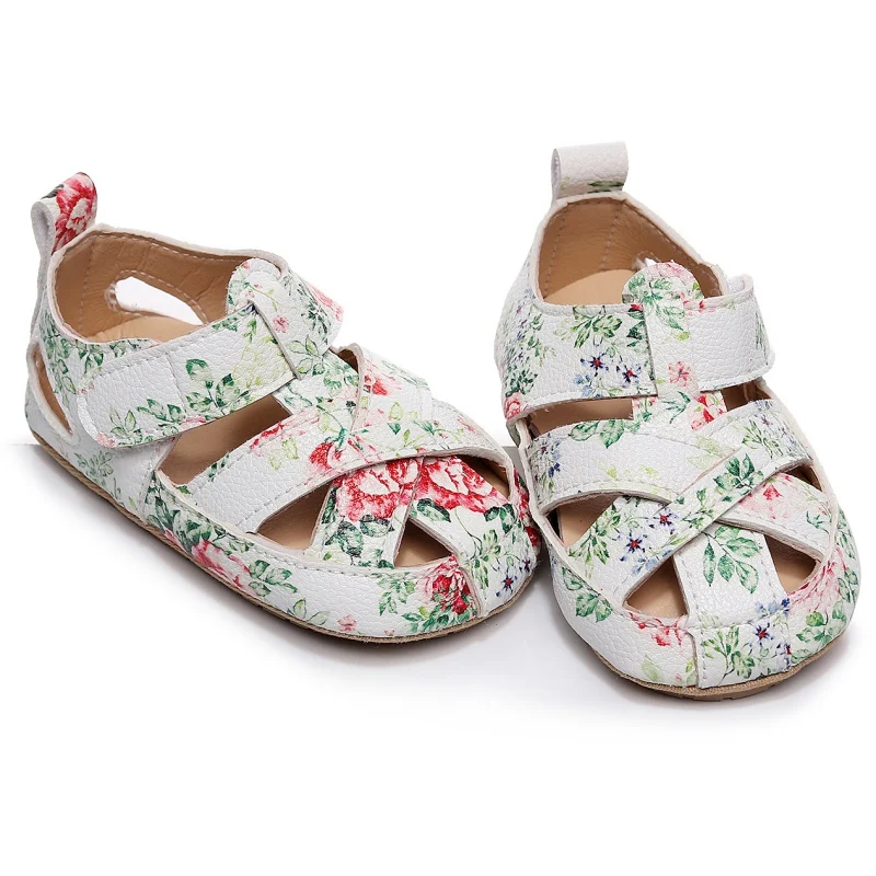 Infant Kid Beach Shoes Rubber Sole Anit-slip First Walker Toddle Baby Girl Shoes Princess Pu Hollow Solid Sandals 0-24Monthes 1