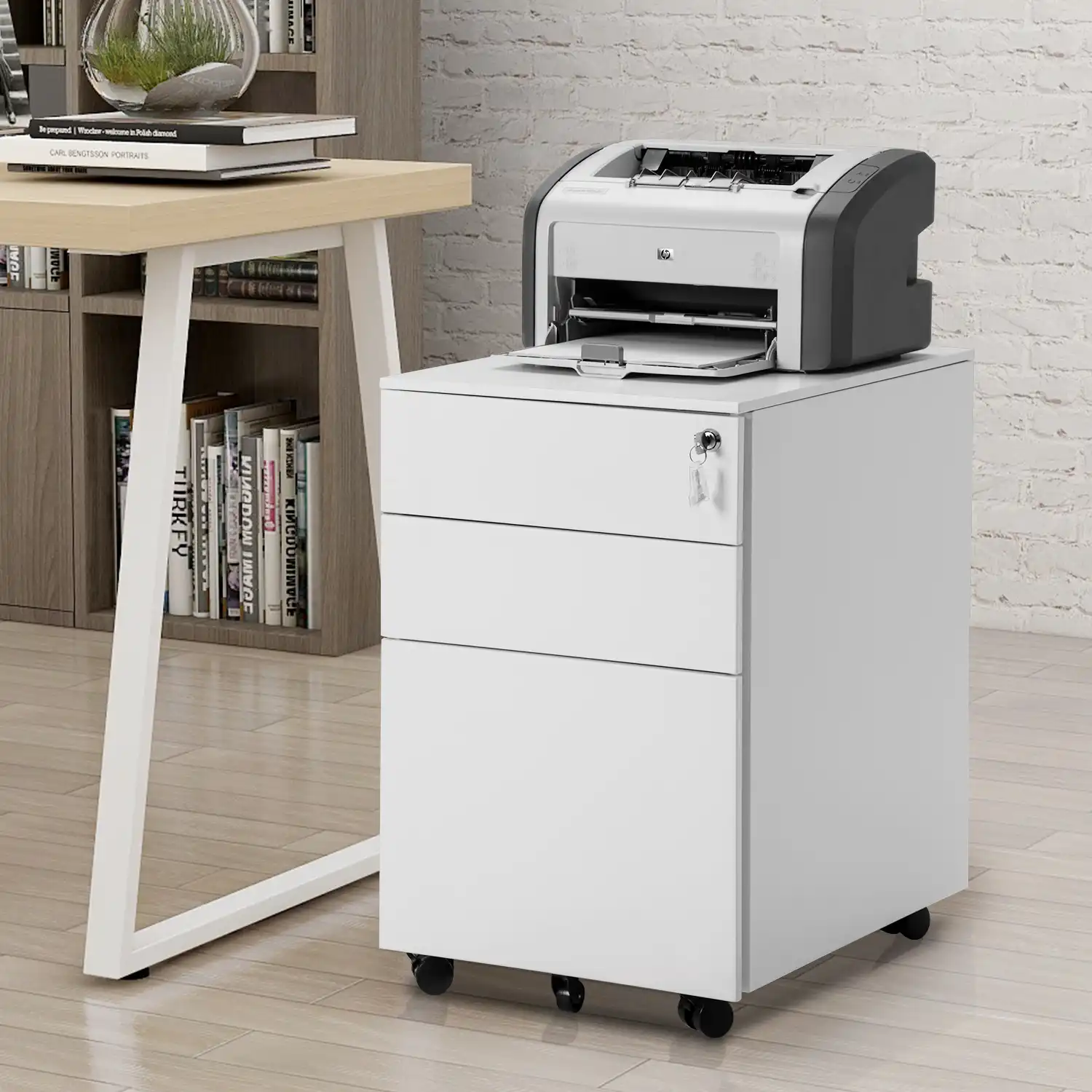 Three Drawer File Cabinet Office Furnitures Mobile Metal Lockable File Cabinet With 5 Castors Under Desk Fully Assembled Aliexpress