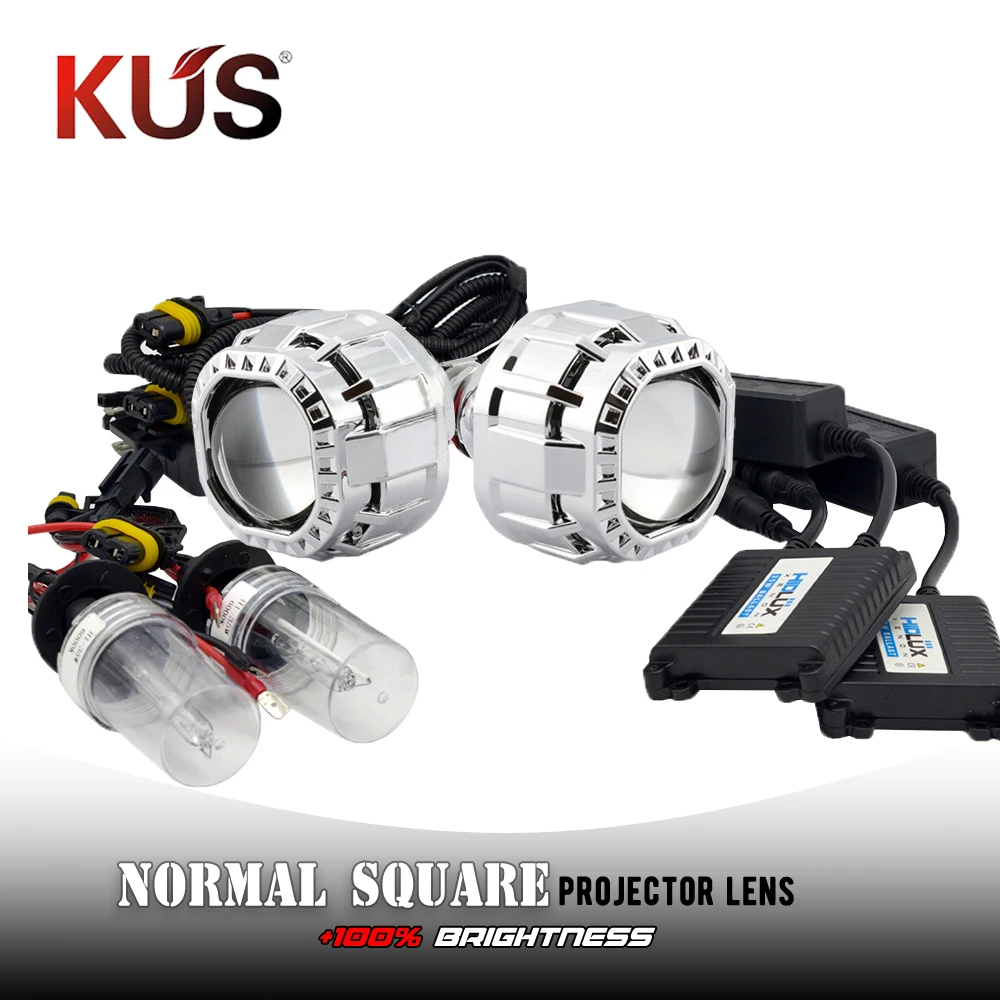 

2.5 Inch Mini Bixenon Projector Square Shrouds Mask Hid H1 Xenon Kit Coversion Set For Headlights Retrofit DIY H4 H7 Car Model