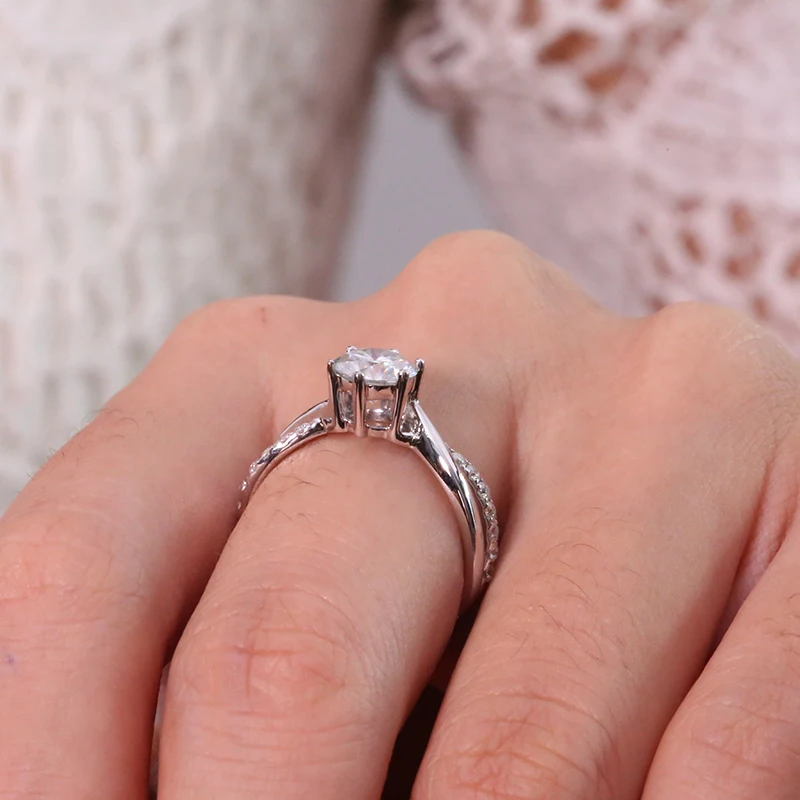 AEAW 1 карат 18 к белое золото Муассанит кольцо свадьба/обручальные кольца для женщин женское кольцо ювелирные изделия