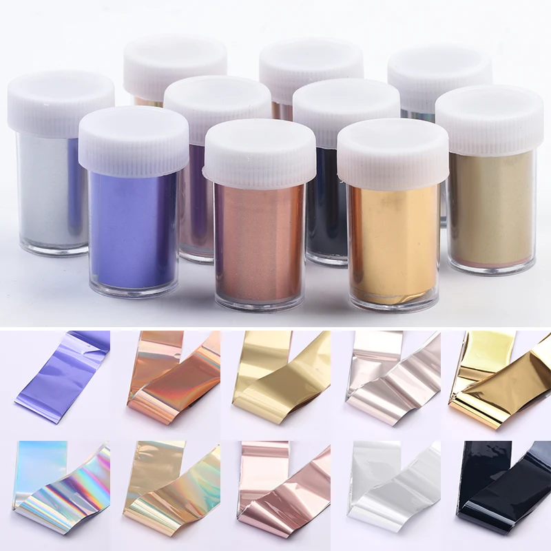 

4*100cm Rose Gold Laser Matte Nail Transfer Foils Rhinestones Decorations Nail Polish Wrap Manicure Nails Accessories Supplies