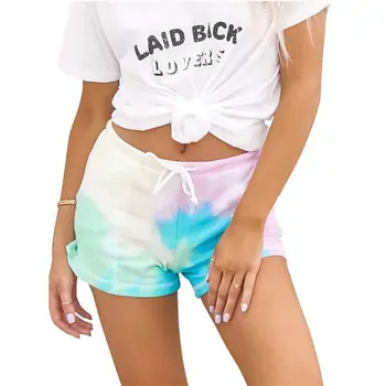

Women Summer Gradient Tie-Dye Print Pajamas Shorts with Pocket Drawstring Waist Loungewear Sport Casual Home Shorts