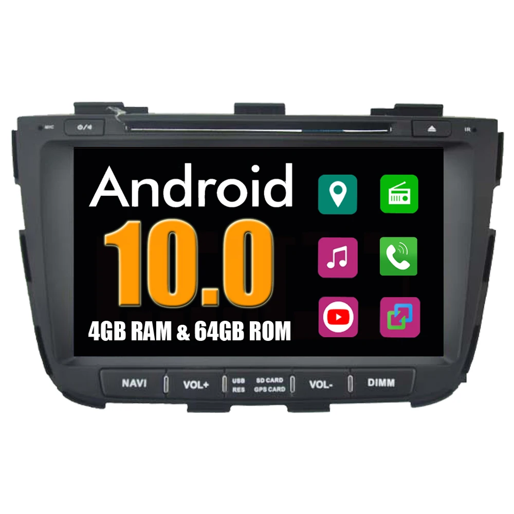 Автомобильный мультимедийный плеер RoverOne для Kia Sorento 2013 2014 Android 10 Восьмиядерный 4 Гб