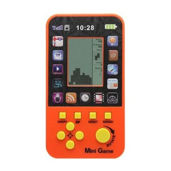 Детские классические игры маленькая тетрис портативная игровая приставка детские электронные карманные игрушки - Цвет: Оранжевый