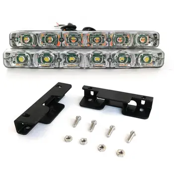

2 Pcs Car Light Assembly High Power Aluminum LED Daytime Running Lights 6 LEDs Turn Signal Yellow Guide For DRL Fog Lamps