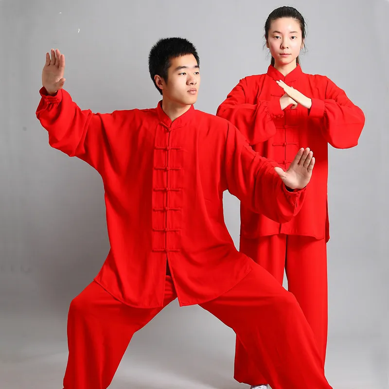 Традиционная китайская одежда 14 цветов с длинными рукавами ушу тайчи форма для кунгфу костюм униформа Тай Чи одежда для тренировок - Цвет: red