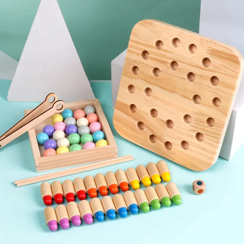 

New Style Wooden Memory Chess jia zhu Toy Wy0. 61 Children Practice Chopsticks Memory Training Two-in-One