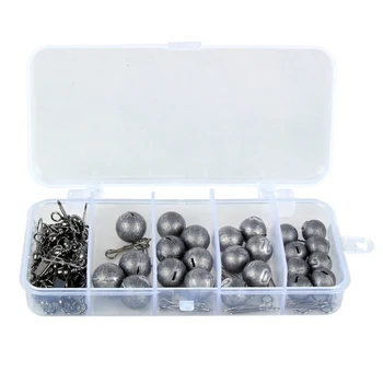 

49pcs Cannonball Fishing Weights Sinkers Kit 4 Sizes Cannonball Fishing Swivel Snaps Fishing Accessories Lead Dropshipping S25