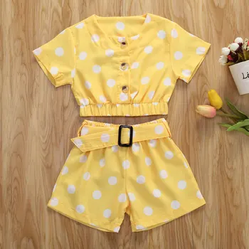 

Pudcoco Toddler Baby Girl Clothes Summer Polka Dot Print Short SleeveT-Shirt Tops Short Pants 2Pcs Outfits Cotton Clothes Summer