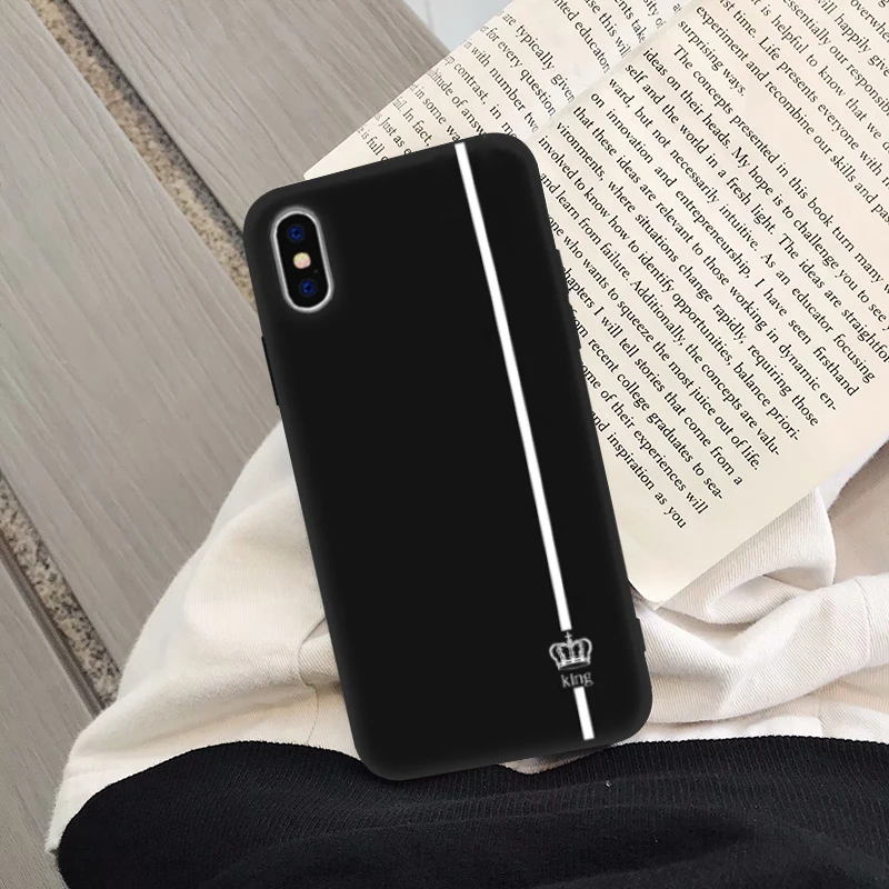 Чехол UBERAY King queen для влюбленных пар iPhone X XS MAX X XR 11 Pro 7 8 6 6s Plus черный белый Силиконовый мягкий чехол для телефона