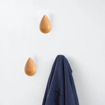 

1PC Water-drop Shaped Wood Hooks Clothes Coat Hooks Oak Wood Key Holder Wall Key Hanger Modern Home Wall Decoration Rack 1PC