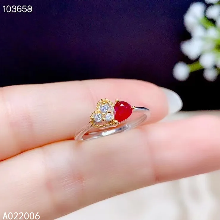 

KJJEAXCMY fine jewelry 925 sterling silver inlaid natural ruby ring delicate new female gemstone vintage support test
