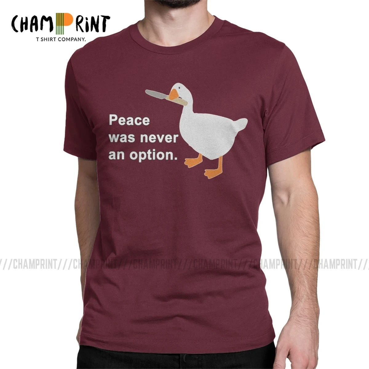 Мужская футболка с коротким рукавом круглым вырезом и надписью nettled Goose Game