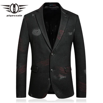

Woolen Blazers For Men Autumn High Quality Casual Blazer Hombre 2019 Fashion Printed Wool Blazer Jacket Prom Party Wear Q790