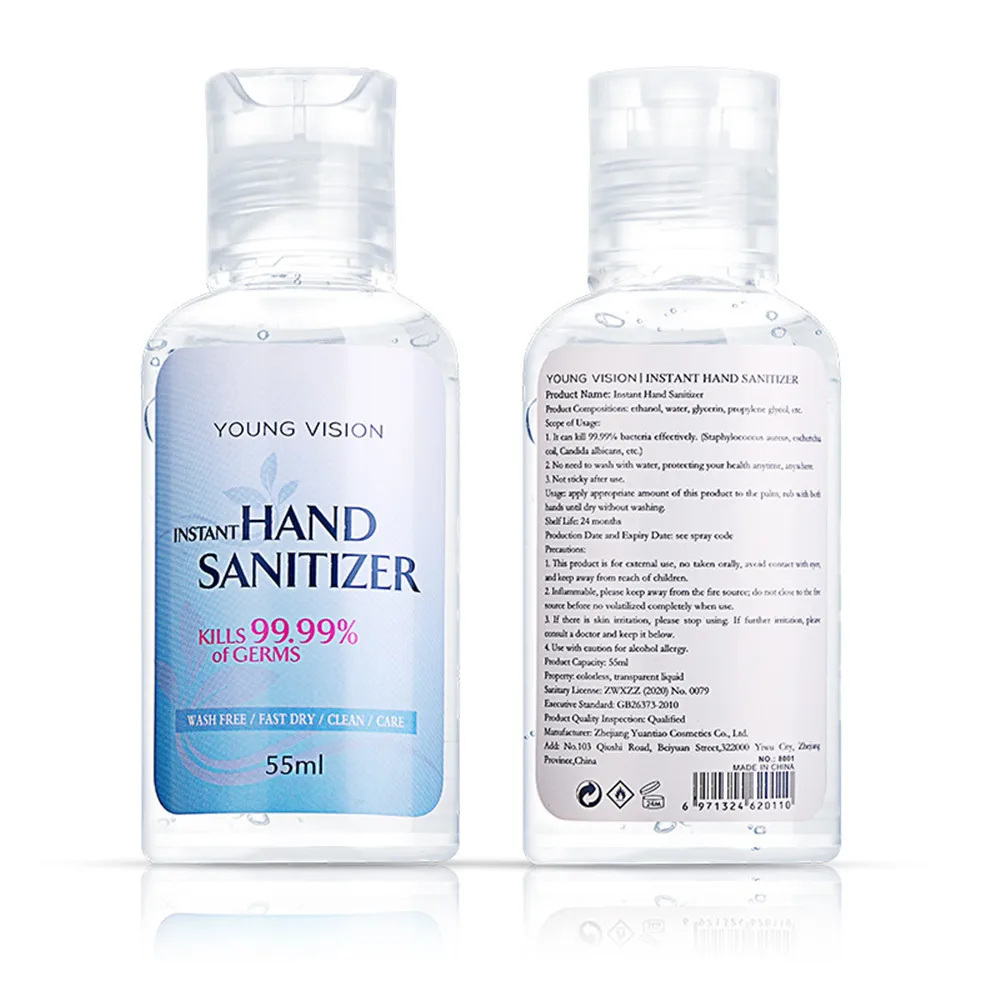 55ml Hand Gel Sanitizer Hand Gel Portable DHL Out-door Antibacterial Hand Cleaning Moisturizing Travel Disposable No Clean