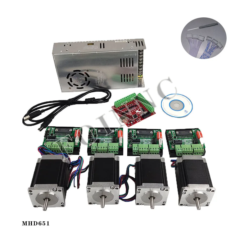 

Computerized numerical control router kit, 4 axis, TB6560 stepper motor driver + interface board + 4 Nema23 270 Oz-in motors + p