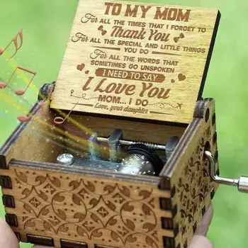 

New Hot Daughter To Mom Thank You I Love You Engraved Music Box Vintage Gift Decoration SMD66