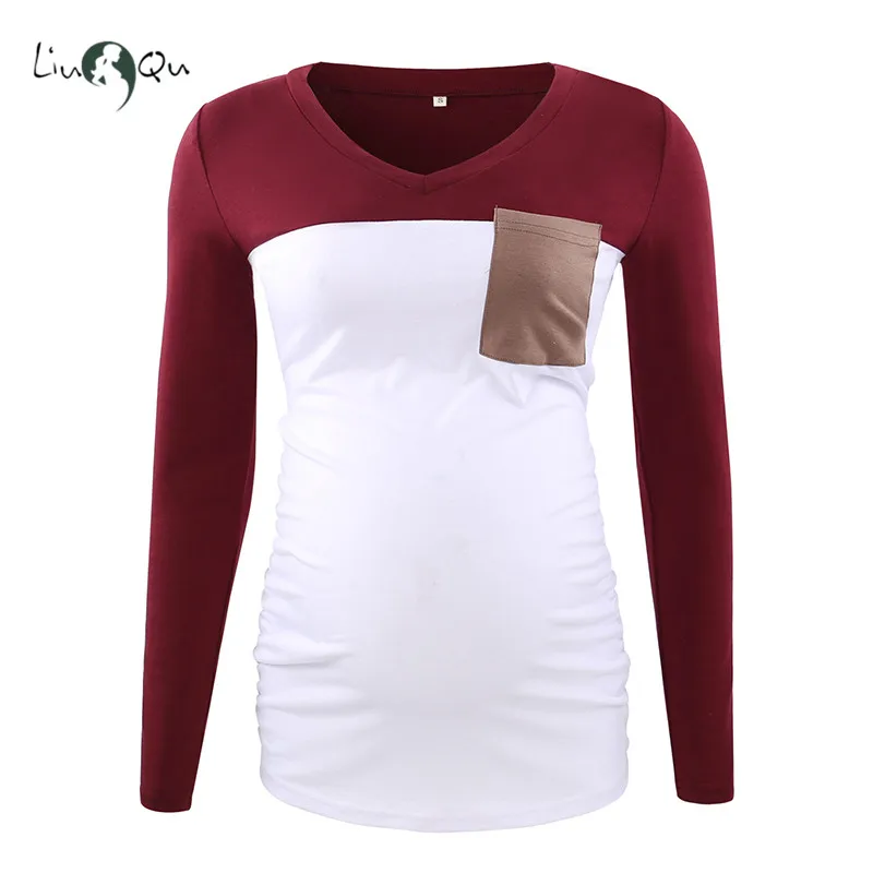 Женская одежда топы для беременных с длинным рукавом и v образным вырезом