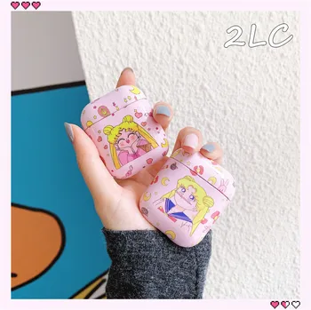 

2LC Cute Cartoon Anime Earphone Case for AirPods 1 airpods2 Hard IMD decal Earpods Cover Protective Coque with Hook Funny Design