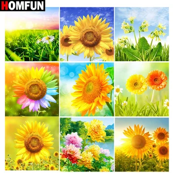 

HOMFUN Full Square/Round Drill 5D DIY Diamond Painting "Sunflower flower landscape"3D Embroidery Cross Stitch 5D Home Decor Gift