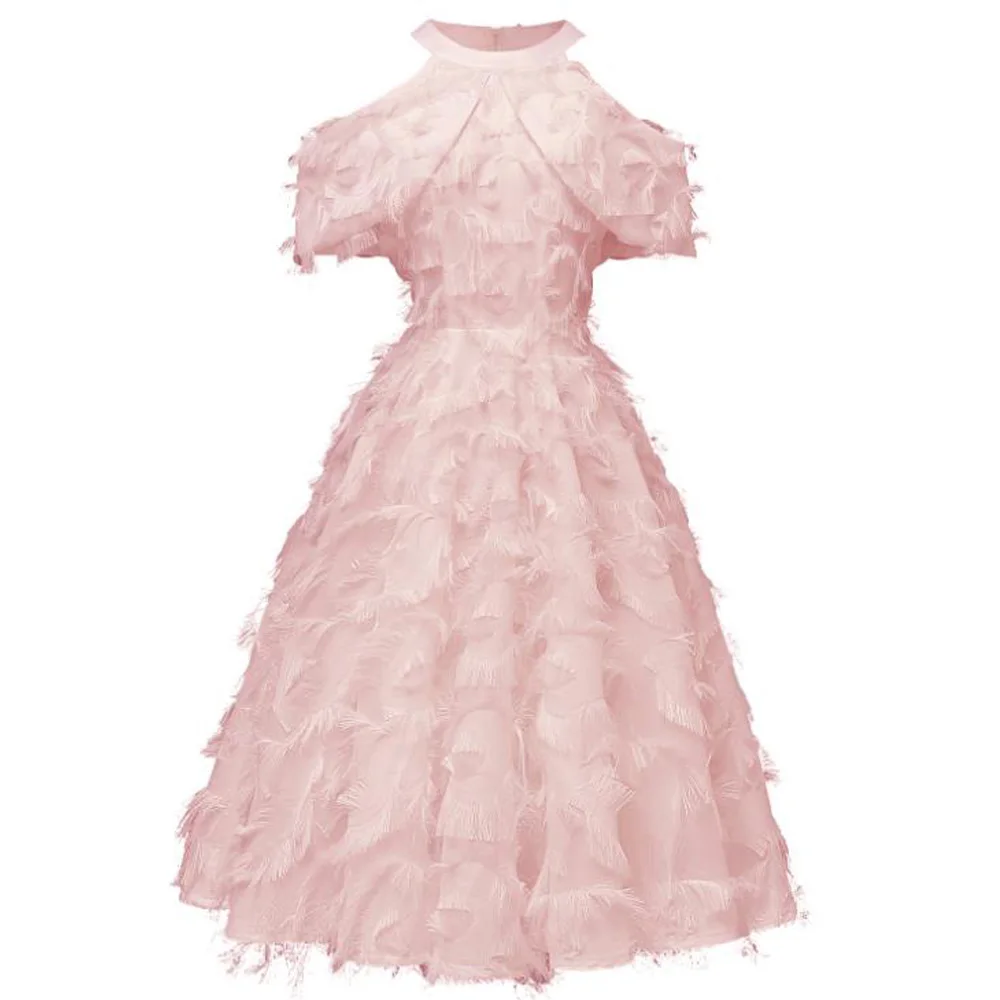 Summer Dress Сексуальное платье с бахромой и вырезом лодочкой, красное вино, женские Коктейльные Вечерние платья, плиссированное винтажное вечернее платье с высокой талией, Vestidos - Цвет: Summer Dress