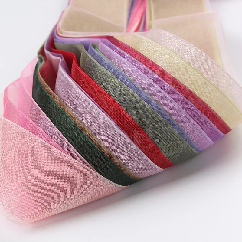 200 ярдов рулоны прозрачной ленты из органзы для поделок оптовая продажа