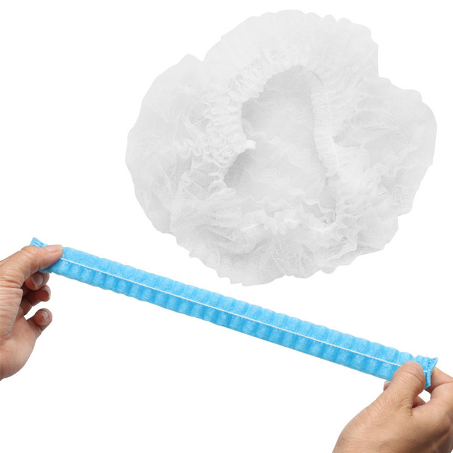 Disposable Pleated Elastic Mesh Shape Non-woven Bath Hat For Eyelash Extension Clear Waterproof Hair Hat Shower Cap