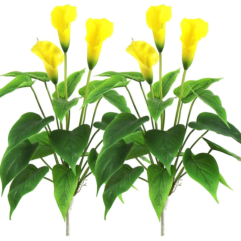 Flor artificial calla lírio planta falso flor bonsai planta verde decoração  interior e exterior 2 pacotes (amarelo)|Flores secas artificiais| -  AliExpress