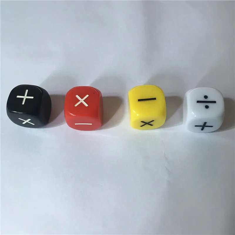 4Pcs/set New Addition and Subtraction Symbol Dice Operation Baby Teaching Assistant Props 16mm Multiplication and division Dices