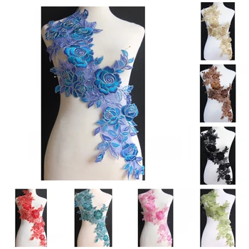 

10pcs/lot x New 9Color(Blue Black Teal Olive Green Gold+)Floral Lace Embroidered Appliques Collar Apparel Sewing DIY Craft BNC43