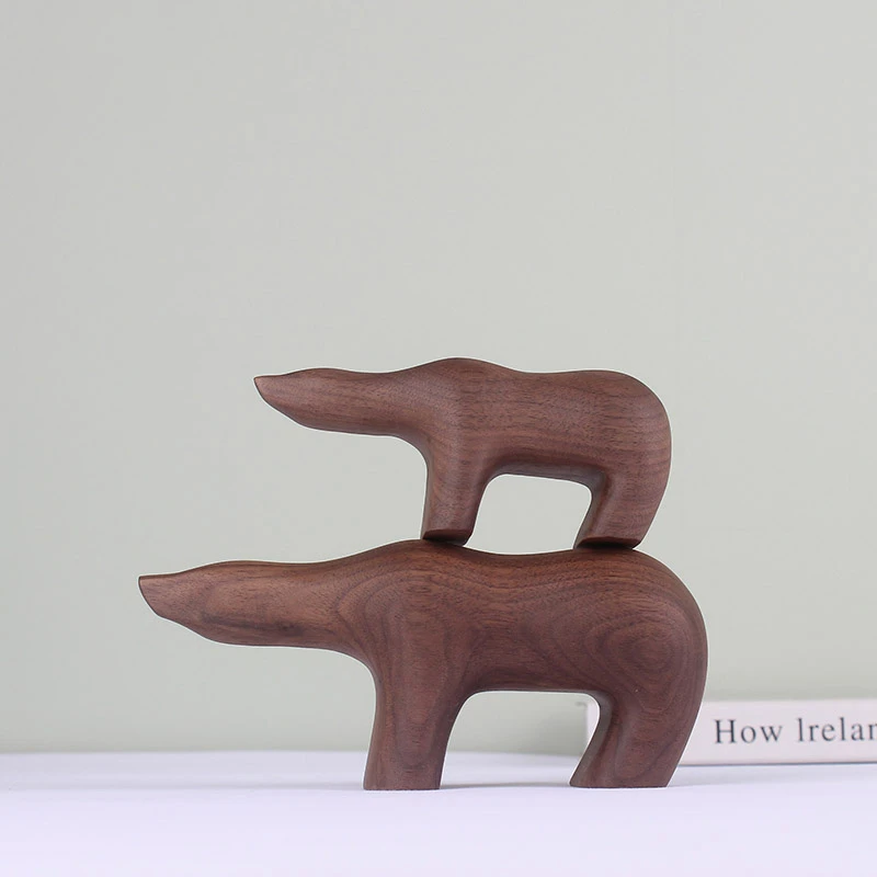 

Walnut Polar Bear Nordic Home Jewelry Modern Simple Solid Wood Creative Wood Ornaments