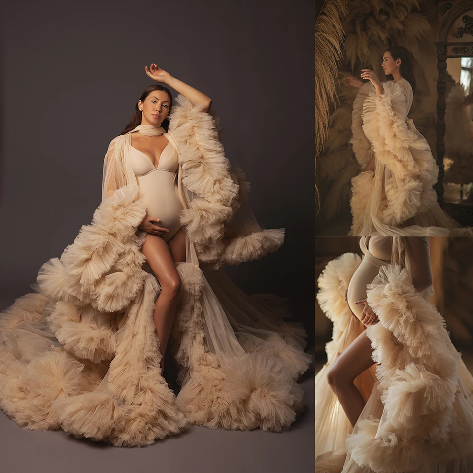 Abito Maternità Zukmuk In Tulle - Manica Lunga, Per Servizio Fotografico, Gravidanza - Foto 13