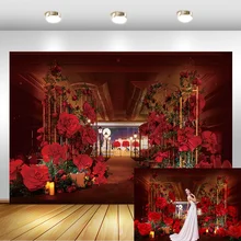 Romantic Rose Flower Wedding Bride Portrait Photo Props Studio Booth Background Valentine's Day Photography Backdrops