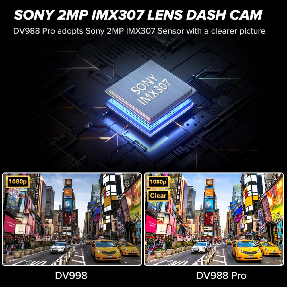 Видеорегистратор Blueskysea DV988 Pro с Wi Fi HD 1080P GPS 2 камеры| |