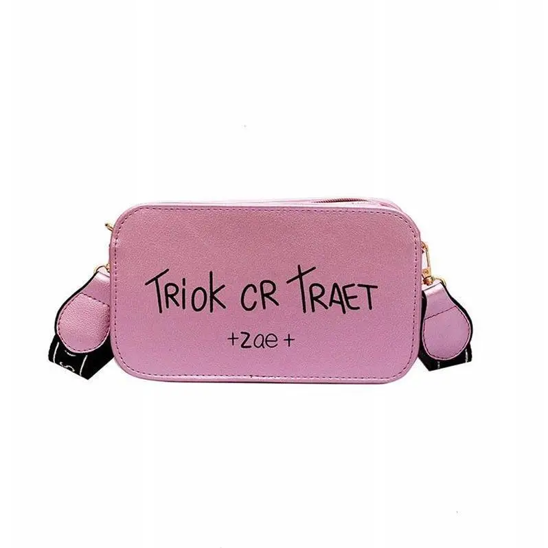 

2020 Letter Small Square Shoulder Messenger Bag Pu Mobile Phone Bag with Wide Should Strap Cute Girls Purse