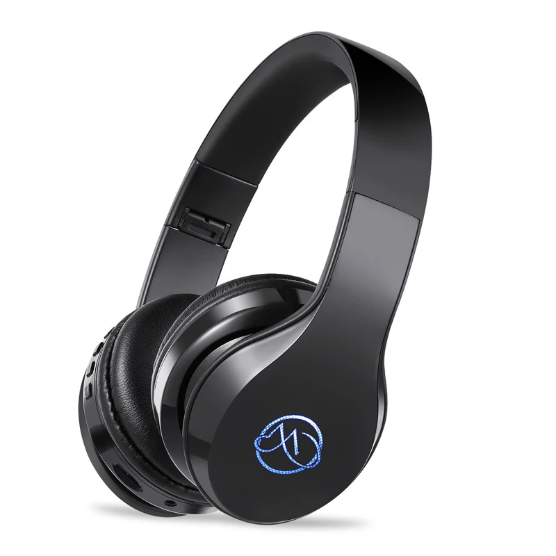 3D стерео Bluetooth наушники с микрофоном складные Игровые наушники с светодиодный светильник спортивные гарнитуры Поддержка TF FM - Цвет: black