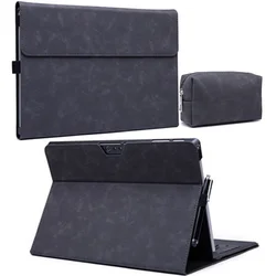 Revestimento de couro do plutônio com suporte da tabuleta, escudo de luxo dobrável para microsoft surface pro 7, 6, 5, 4, 3x8, go go2