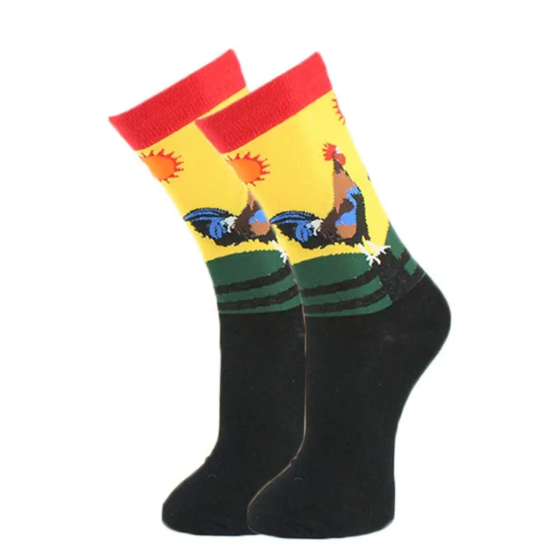 Качественные повседневные уличные забавные чесаные мужские хлопковые носки цветные милые носки с изображением животных, носки в стиле хип-хоп Calcetines Hombre Sox - Цвет: 17