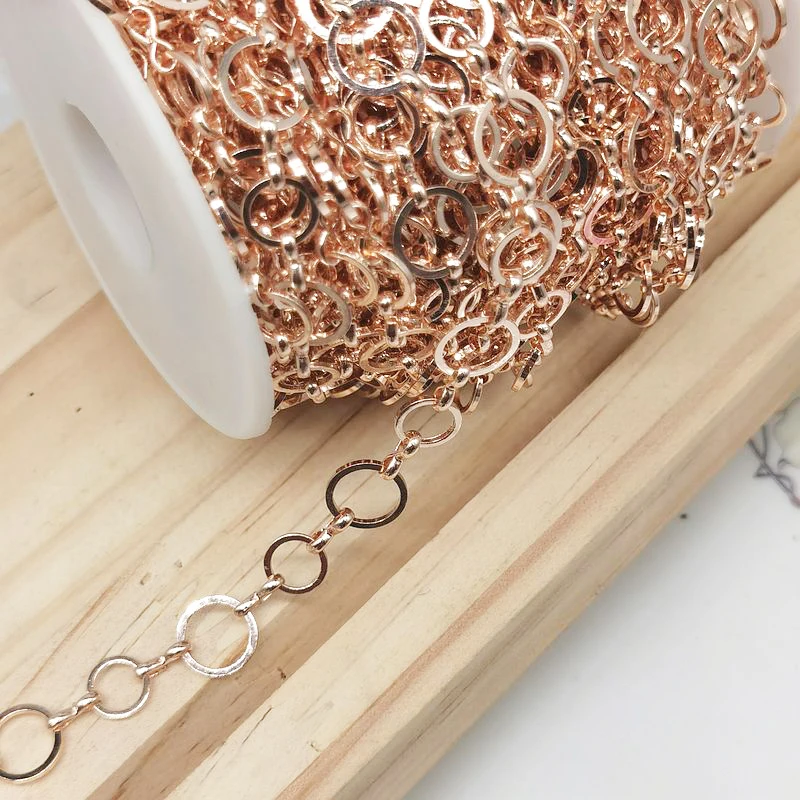 1meter Rose Gold Round Circle Chains for Jewelry Making DIY Beads Chain Copper Gold Necklace Components Crafts Accessories