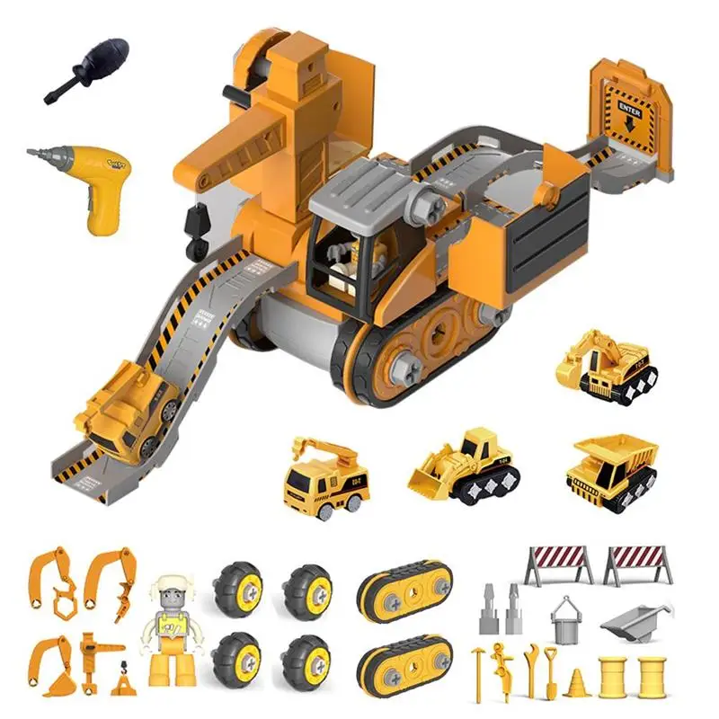 Children'S Construction Vehicle Toy Set Crane Excavator Dump Truck
