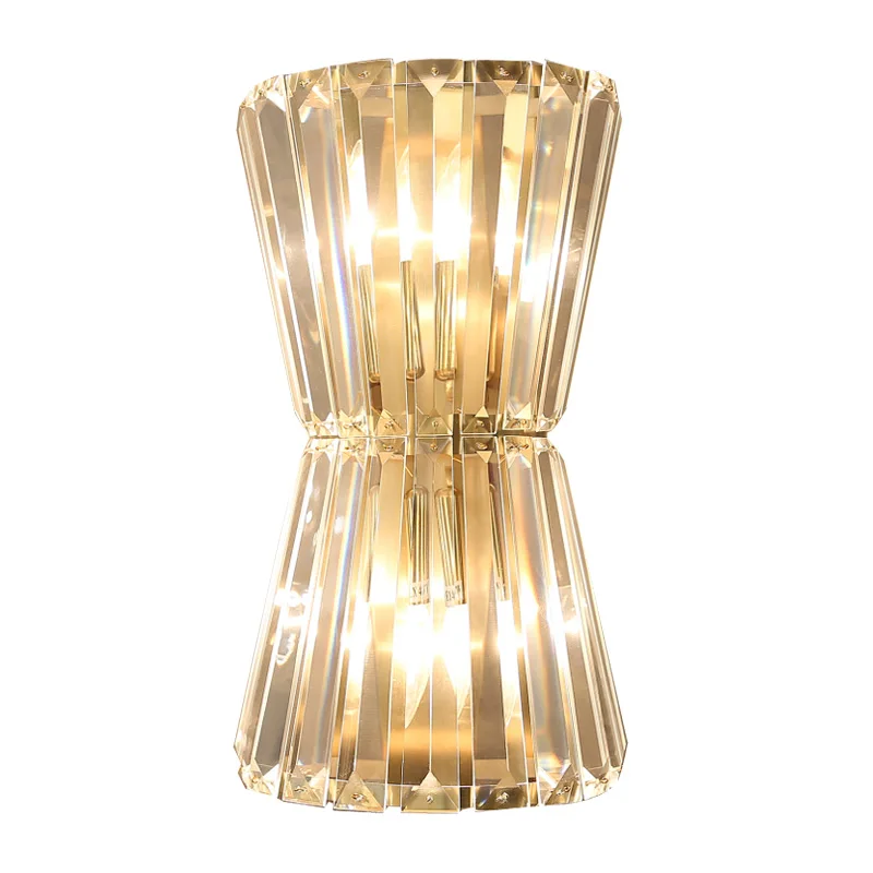 

Luxury K9 Crystal Wall Lamp Nordic Golden Foyer Bedroom Corridor Aisle Hardware Wall Sconce E14 LED Dimmable