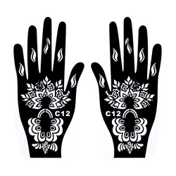 1 Pair Temporary Hand Body Tattoo  Art Sticker Professional Waterproof  Henna Stencil Template Flower Tattoo Stencil Dark wind