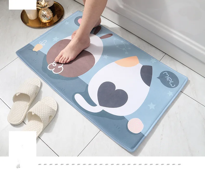 Cartoon Long Kitchen Mat Bath Carpet Floor Mat Home Entrance Doormat Absorbent Bedroom Living Room Rug Slip-resistant