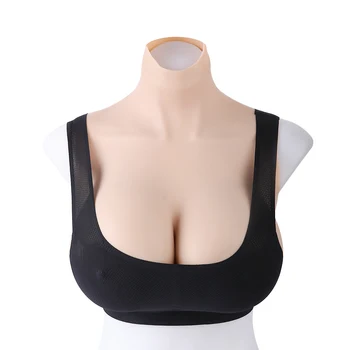 

Silicone Breast Fake Boobs Chest Enhancer Shapewear With Bloodshot High Collar Short for Cossdresser Transgender Ajusen