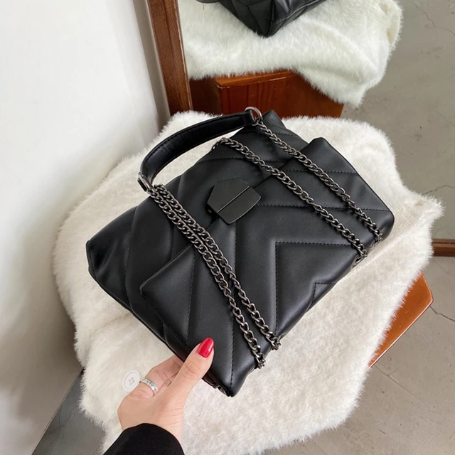 New Casual Thread Chain Crossbody Bags For Women Fashion Simple Shoulder Bag Ladies Designer Handbags PU Leather Messenger Bags 3