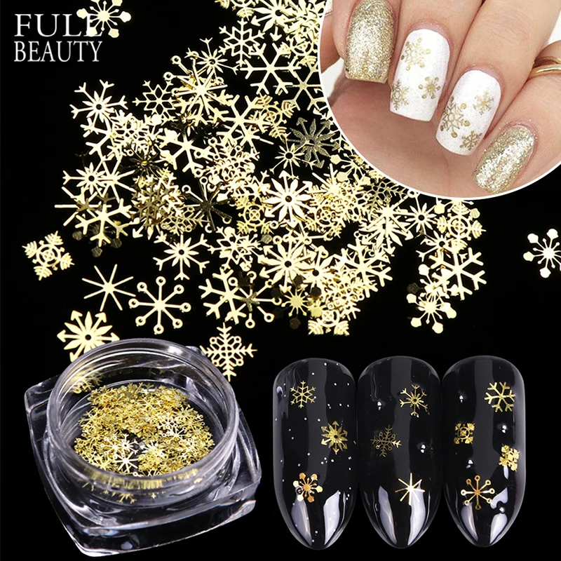 

3D Christmas Nail Glitter Metal Snowflakes Sequins Flakes Mixed Flower Spangles Jewelry for Nail Art Decor Polish Manicure CH889