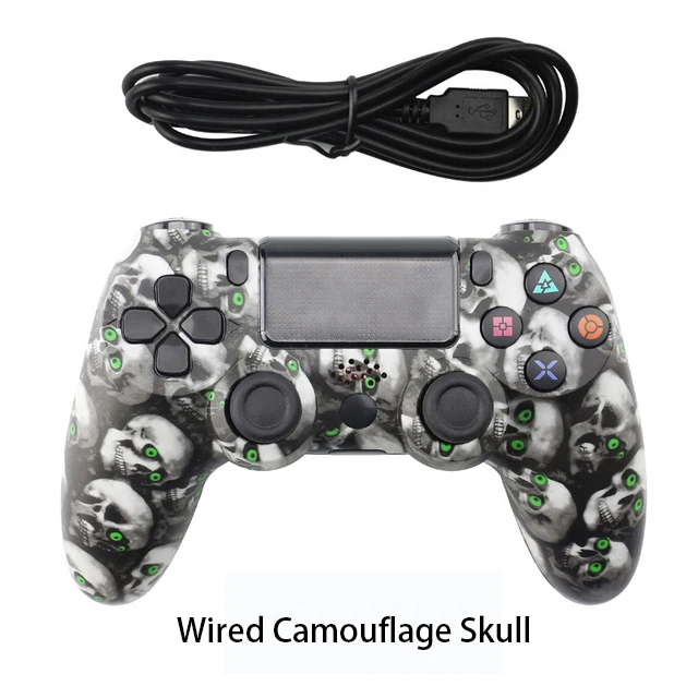 Беспроводной/проводной джойстик Bluetooth для игрового контроллера PS4 для консоли Mando PS4 для геймпада Playstation для аксессуаров PS3 - Цвет: Wired CamoSkull